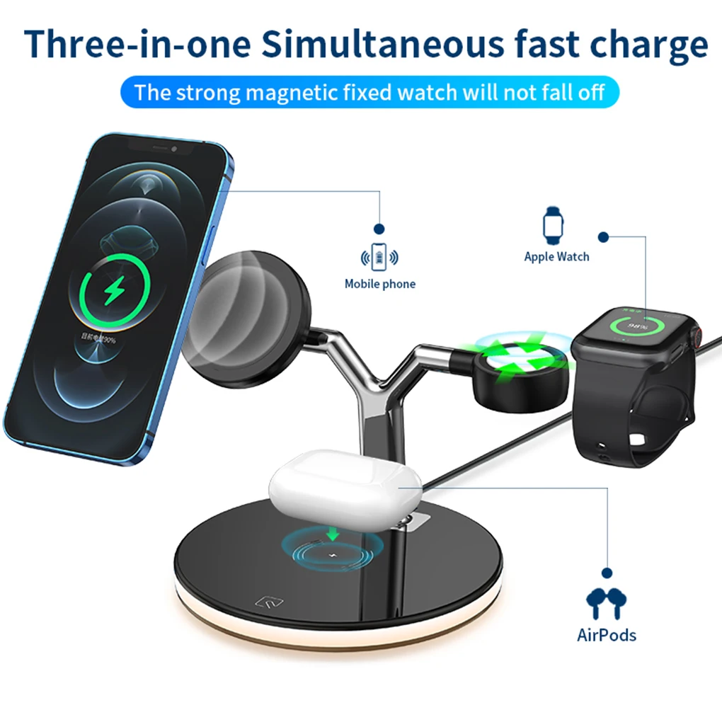

Wireless LED Phone Charging Station Phone Charger Type-C Universal Watch Earphone Charger LED Phone Charger Station