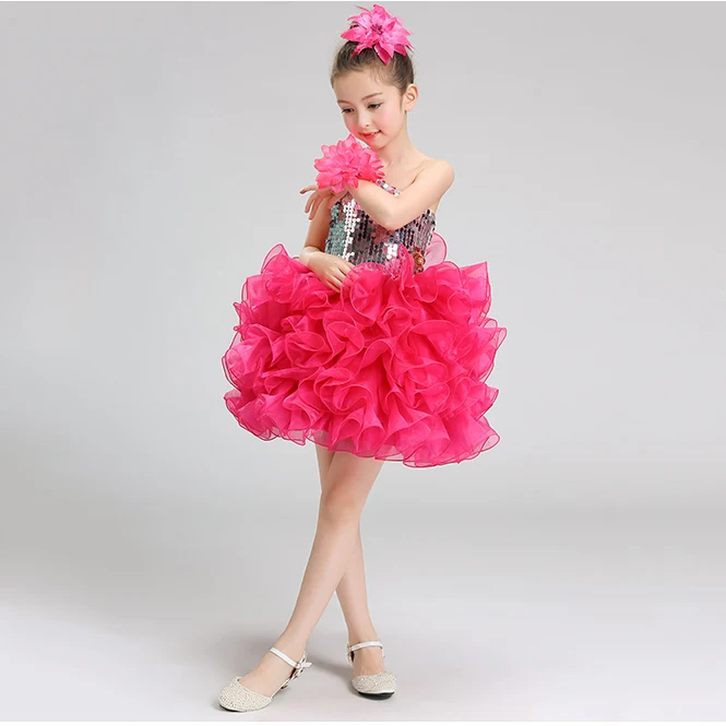 Kids Cupcake Birthday Party Dresses Toddler Girls' Ruffles Short Pageant Children's Ball Dress with Sequins for Girls Gorgeous |
