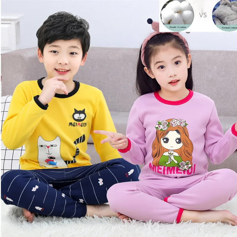 Детские пижамы с длинными рукавами и рисунками из мультфильмов для девочек