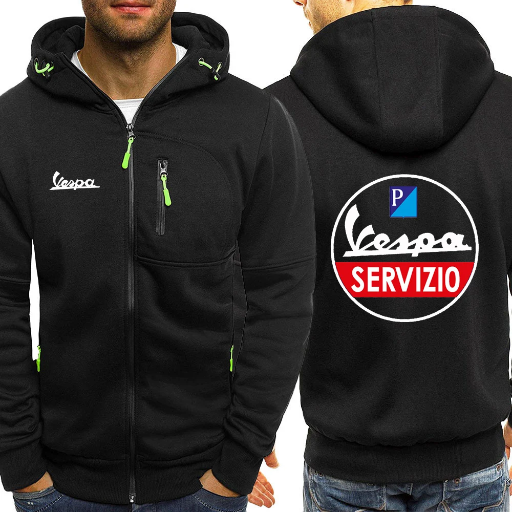 

New Men Vespa Logo Autumn Hoodies Patchwork Zipper Cardigan Sweatshirts Slim Fit Sportswear Fashion Casual Tracksuit Coats