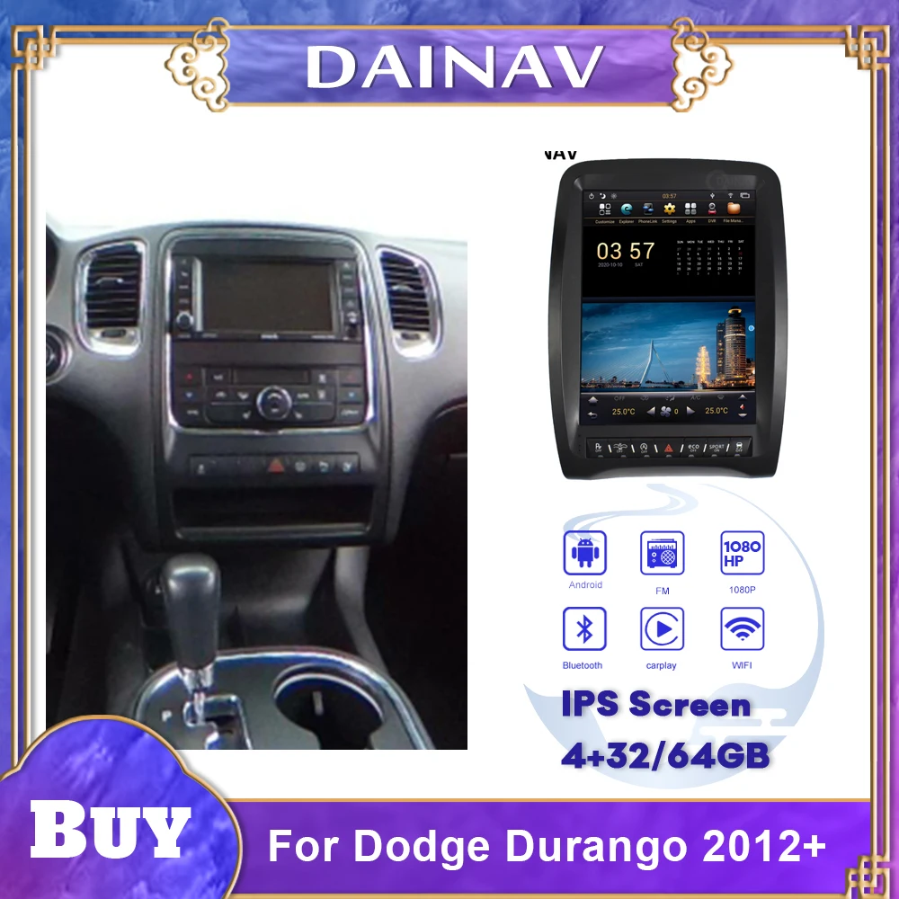 

Vertical screen Tesla style Android9.0 car GPS Navigation for Dodge durango 2013 radio tape recorder headunit Multimedia player