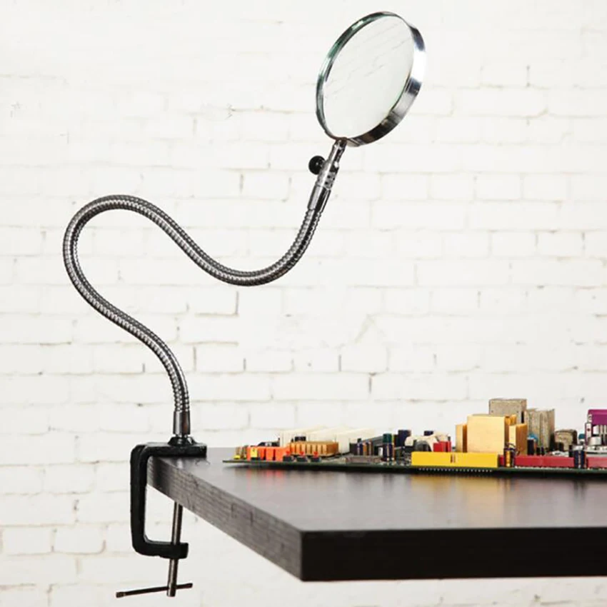 Увеличительное стекло 100 мм 5X настольная Лупа с зажимом регулируемый гибкий