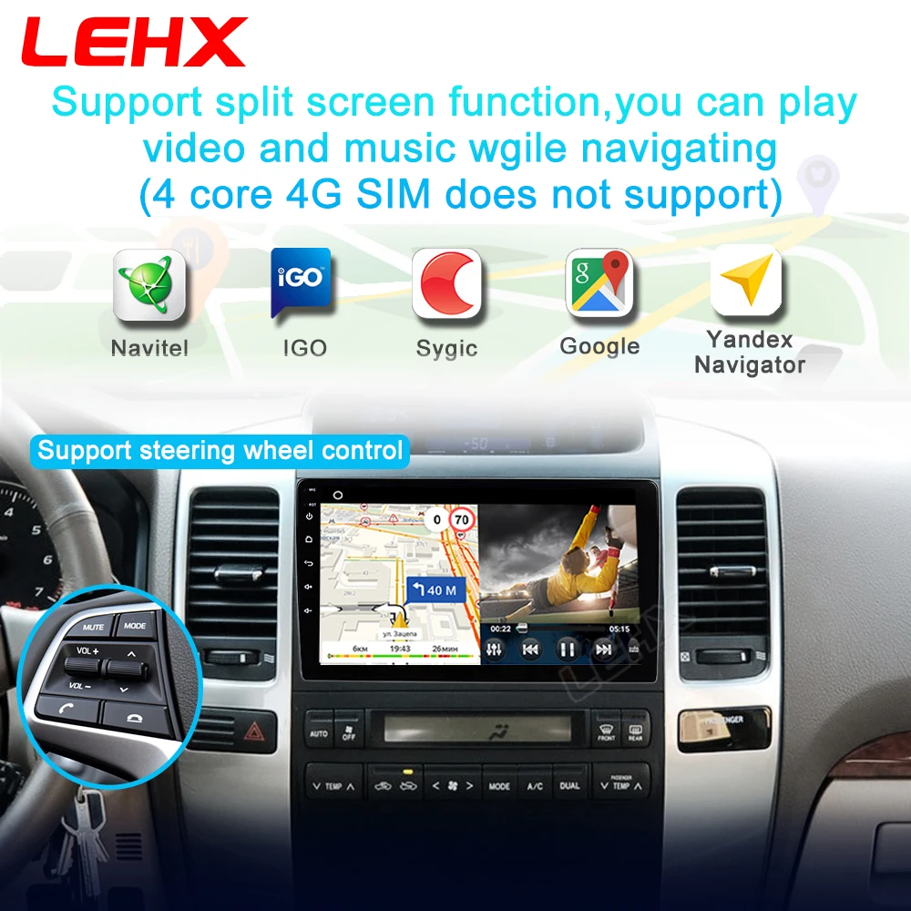 Автомагнитола LEHX для Toyota Land Cruiser Prado 120 2004 2009 мультимедийный видеоплеер с GPS
