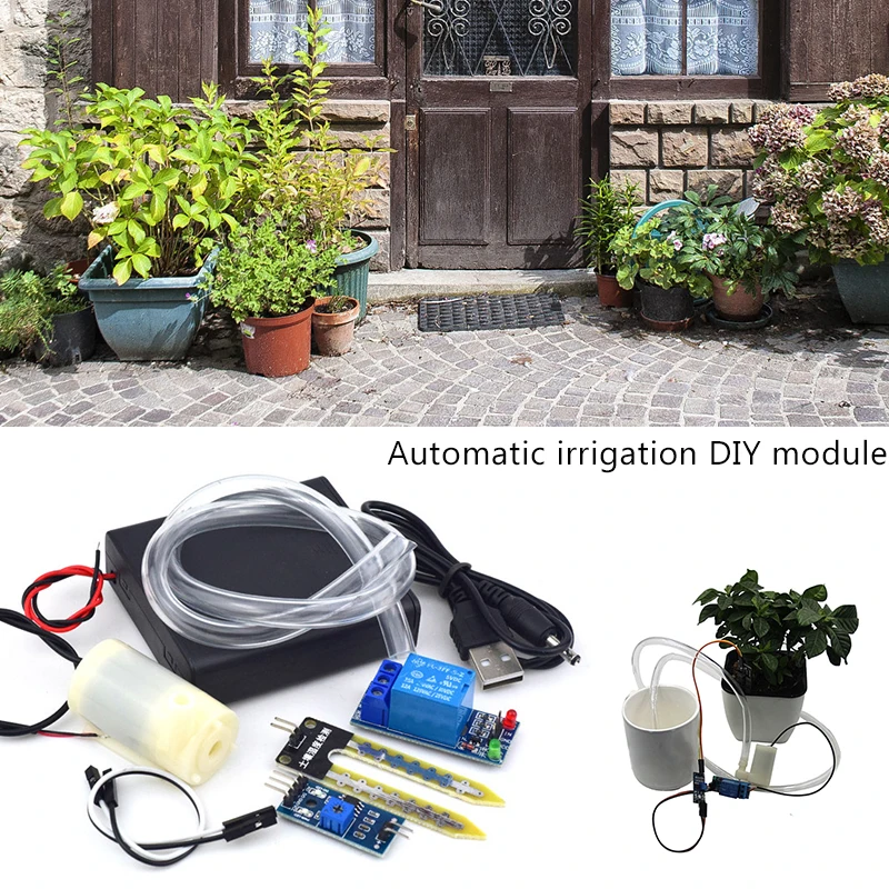 

DIY Automatic Watering Irrigation System Soil Moisture Sensor Pump Module Kit