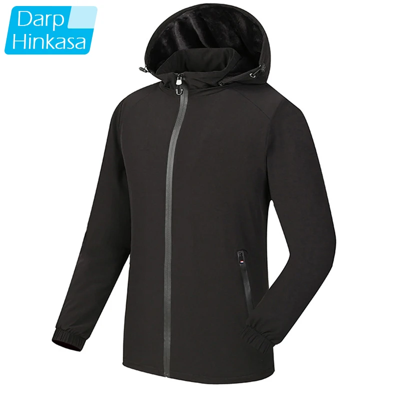 

Darphinkasa Autumn Winter Men Jacket Casual Solid Color Jacket Men Hooded Men Coat Jacket Thick Windproof Warm Men Jacket