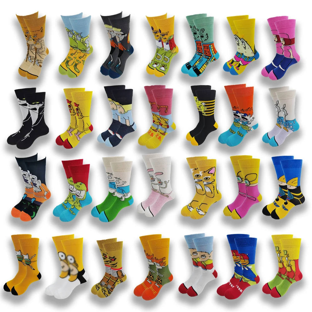 

Autumn and Winter Cartoon Socks for Men and Women Advanced Sewing Street Style Middle Tube Skateboard Leisure Socks