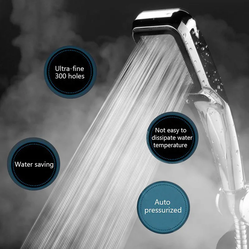 Лейка для душа с высоким давлением 300 отверстий хромированная ручная из