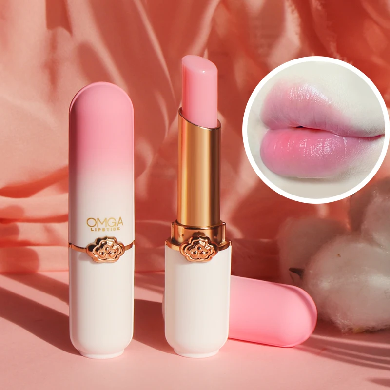 1Pc  Green to Pink Lip Balm Lipstick Flower Temperature Color Changing Lip Balm Gloss Transparent Long Lasting Moisturizer