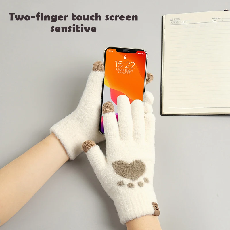 

Осенние и зимние женские перчатки с рисунком кошачьих когтей для сенсорного экрана теплые перчатки с разрезом на пальцах для верховой езды