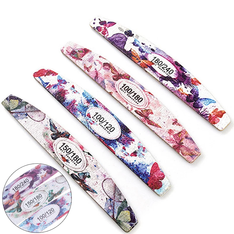 

50Pcs/lot Wooden Nail Files 100//120/180/240 Professional Wood Nail Buffer nail art tools