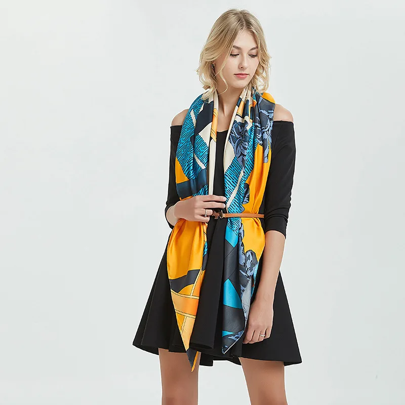 Шарф 100% шелковые накидки Роскошная шаль шарфы Пляжная накидка банданы хиджаб