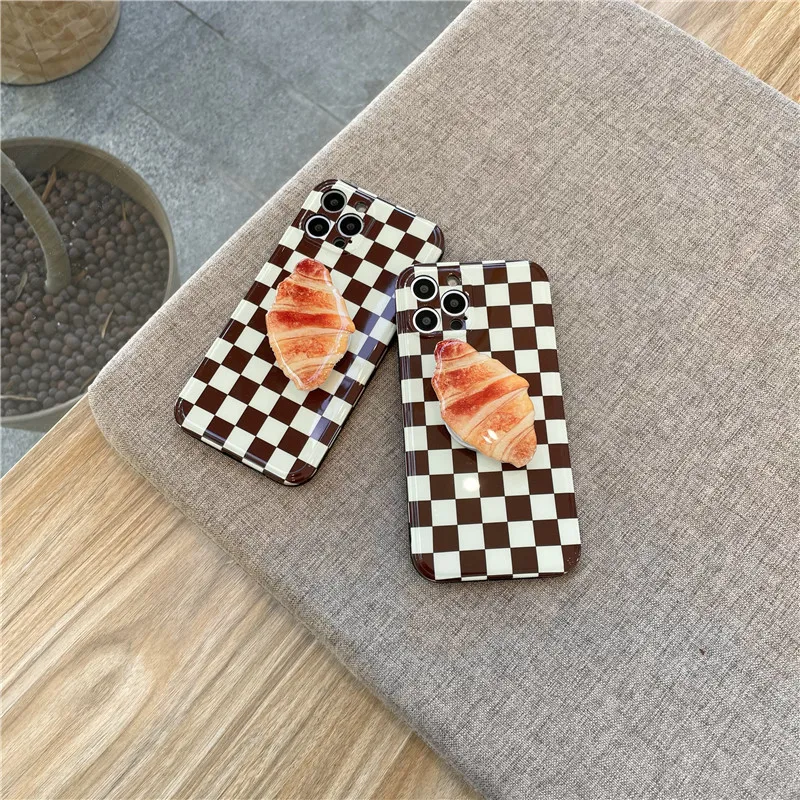 

Lovely Croissant Bracket phone Case soft Clear Shockproof Cover