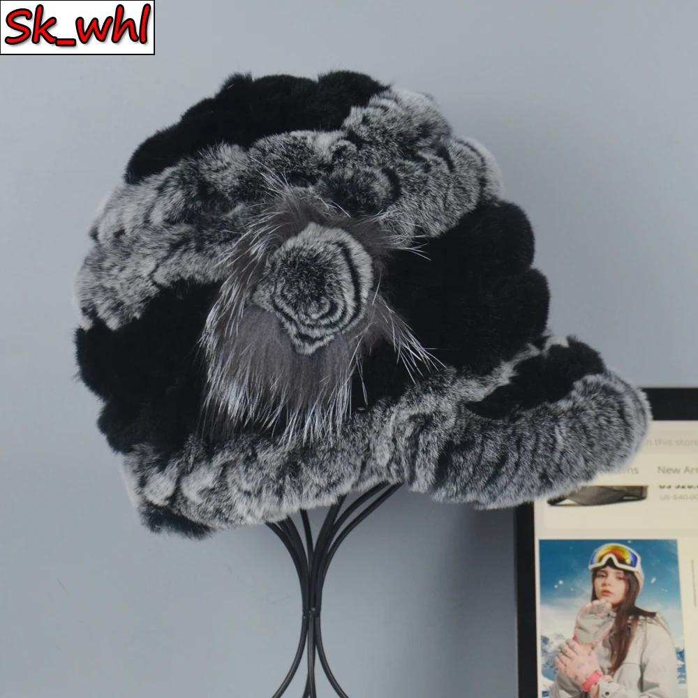 

Fashion Girl Fur Cap Winter Warm Real Rex Rabbit Fur Hat Women Genuine Soft Rex Rabbit Fur Hat 2021 100% Natural Fur Knit Hats