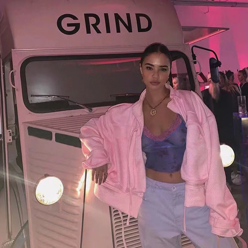 

2020 winter high street fashion Profile Plaid Jacket Cool Cotton Tooling Large Pocket women oversized short Jacket coat