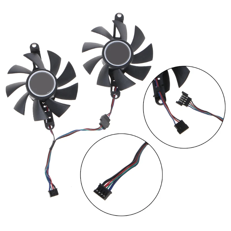 

27RA 2Pcs 75MM 4Pin VGA Fan Quiet Graphics Card Fan For Colorful Cooling Fan 12V