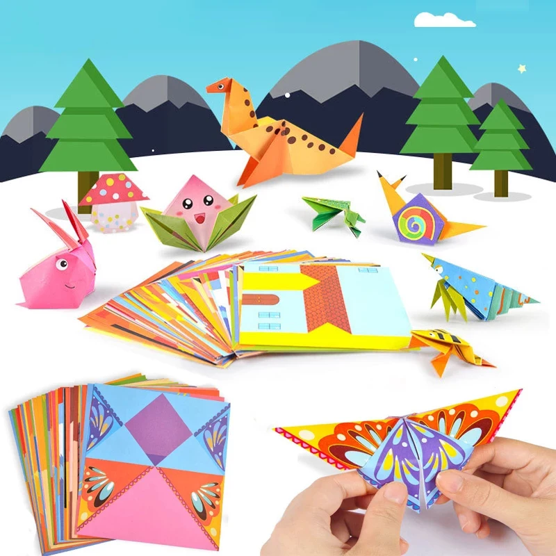 54 шт./лот детская Бумажная книга оригами для рисунка животных 3D пазл сделай сам