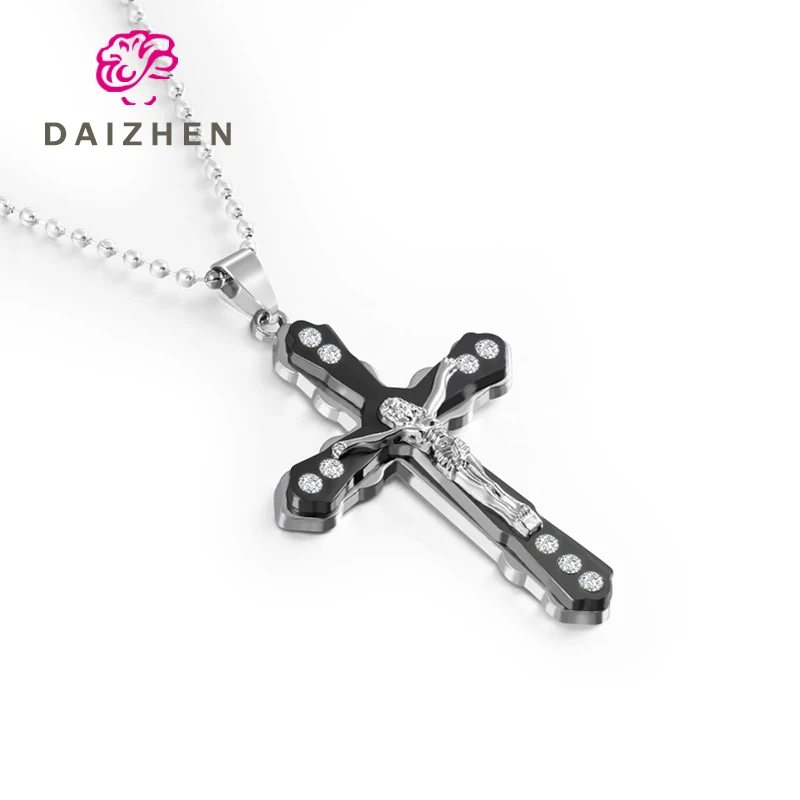 

Retro Church Relics Wall Crucifix Jesus Men's Cross Necklace Stainless Steel Jewelry Women Necklace Pendant Christmas Jesus