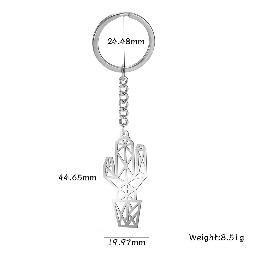 Teamer Cactus Pendant Key Chains Stainless Steel Waist Hanging Plant Charms Keyrings Ring Holder Gift for Men Women | Украшения и