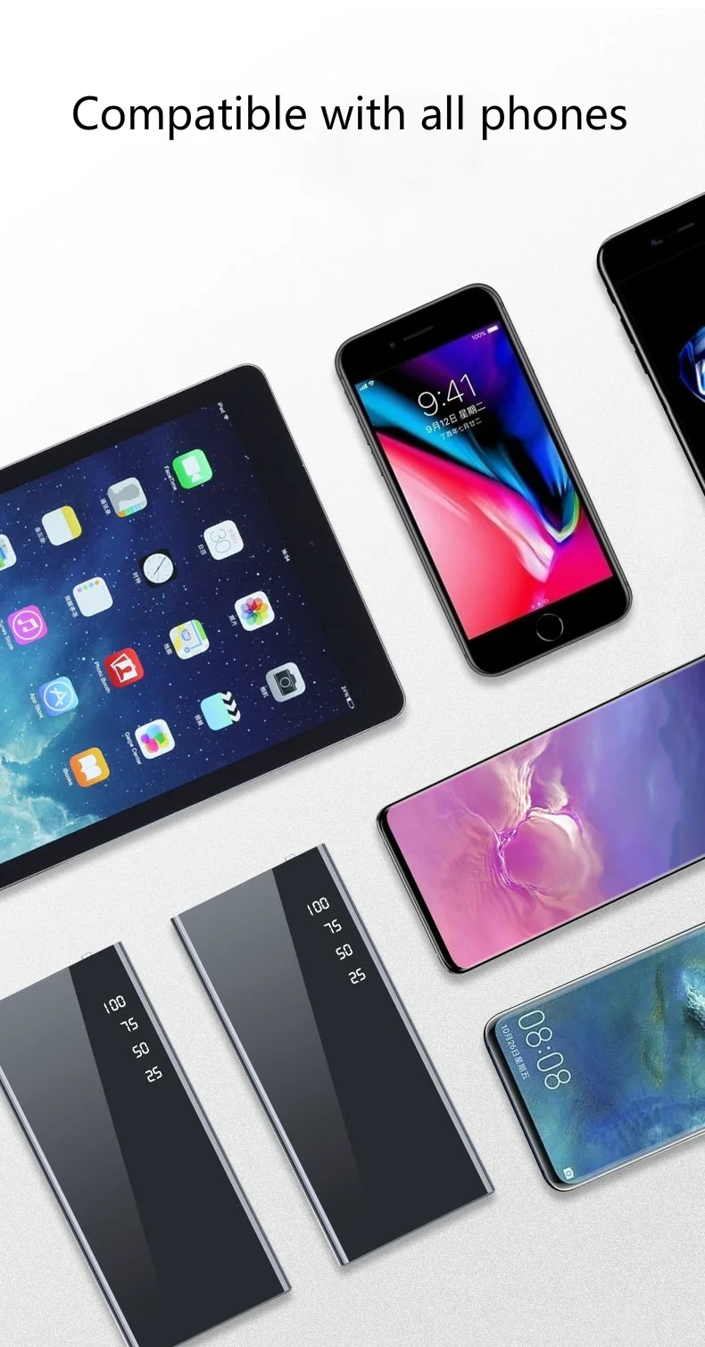 20000 мАч 2 USB портативный внешний аккумулятор для iPhone Xiaomi samsung Внешний аккумулятор светодиодный внешний аккумулятор зарядное устройство для мобильного телефона внешний аккумулятор