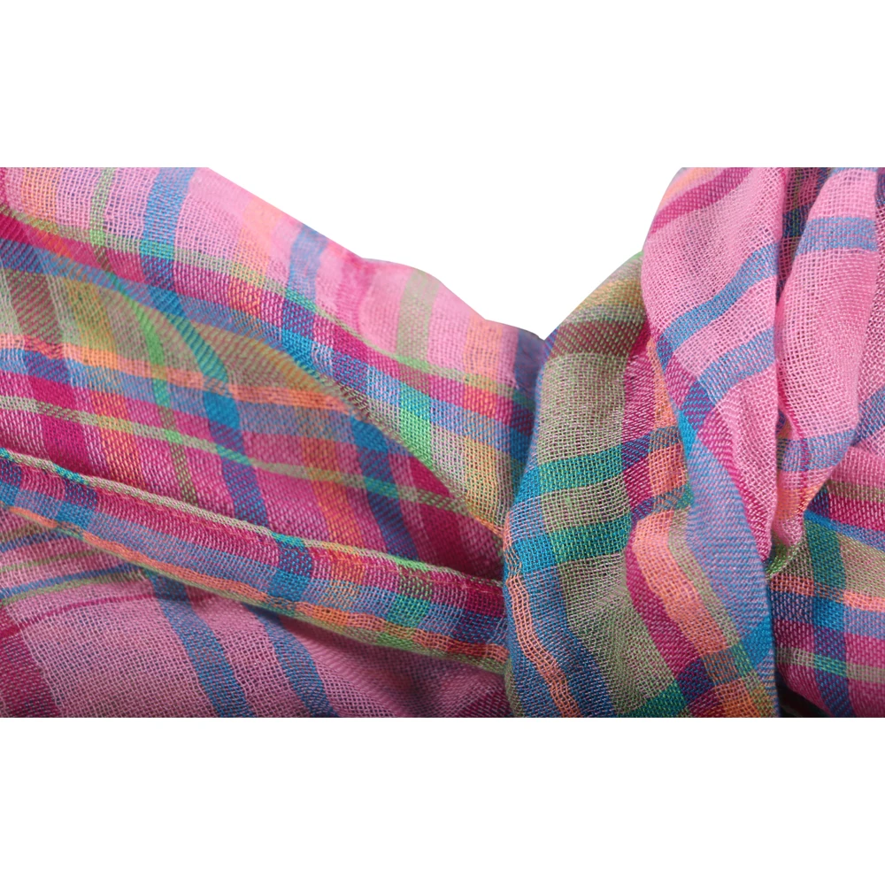 New Fashion Plaid Scarf Autumn Winter Children Baby Girls Kids Pink Cotton Polyester Blended Soft Warm Scarf Wholesale
