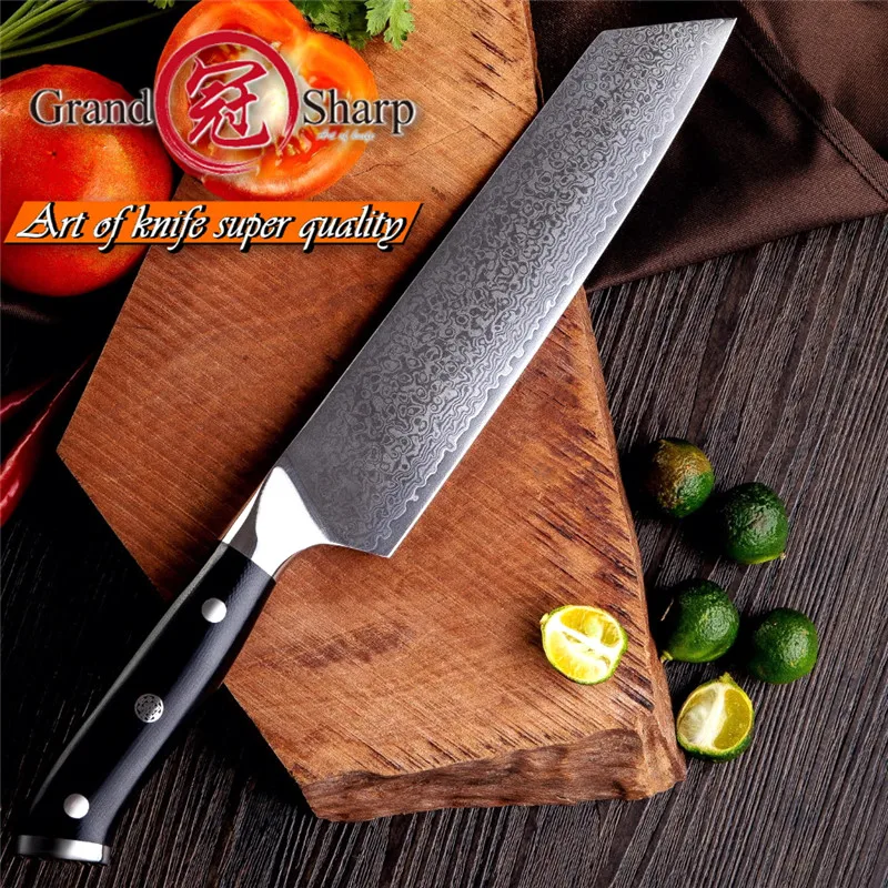 GRANDSHARP Дамасские кухонные ножи Kiritsuke Gyuto поварской нож 67 слоев японский дамасский vg10 высокий нож из углеродистой стали