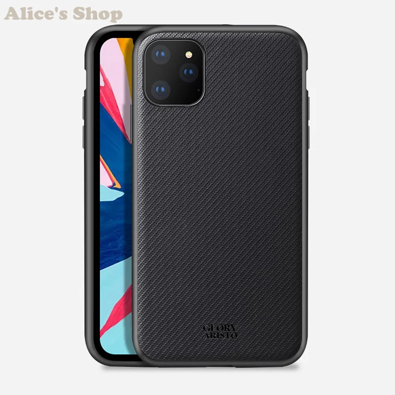 Luxury Business For iPhone 11 Pro Max Carbon Fiber Canvas Leather & PC TPU Case Cover Apple 11/ Pro/ Back Cases |