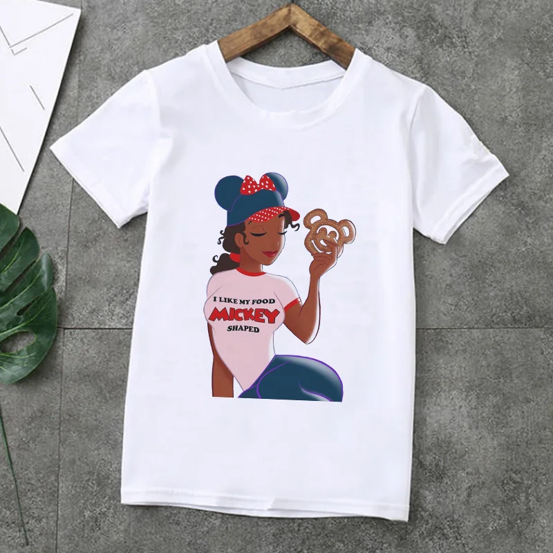 

Детская мультяшная футболка для девочек, футболка с рисунком тату-принцессы, футболка для девочек, повседневная одежда для девочек, детская...