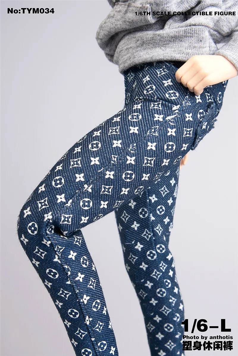 

1/6 Scale Female Jeans Trendy Printed Trousers for PH big breast body Figure