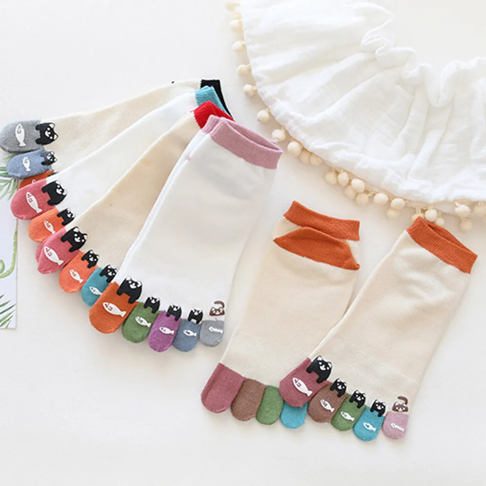 Забавные Женские носочки цветные носки с пятью пальцами хлопковые chaussette calcetines