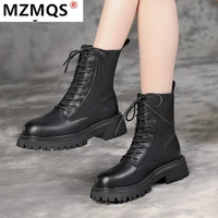 new plus size 35 40 leather platfom black womens ankle boots 2021 fashion women winter warm chunky shoes women casual footwear