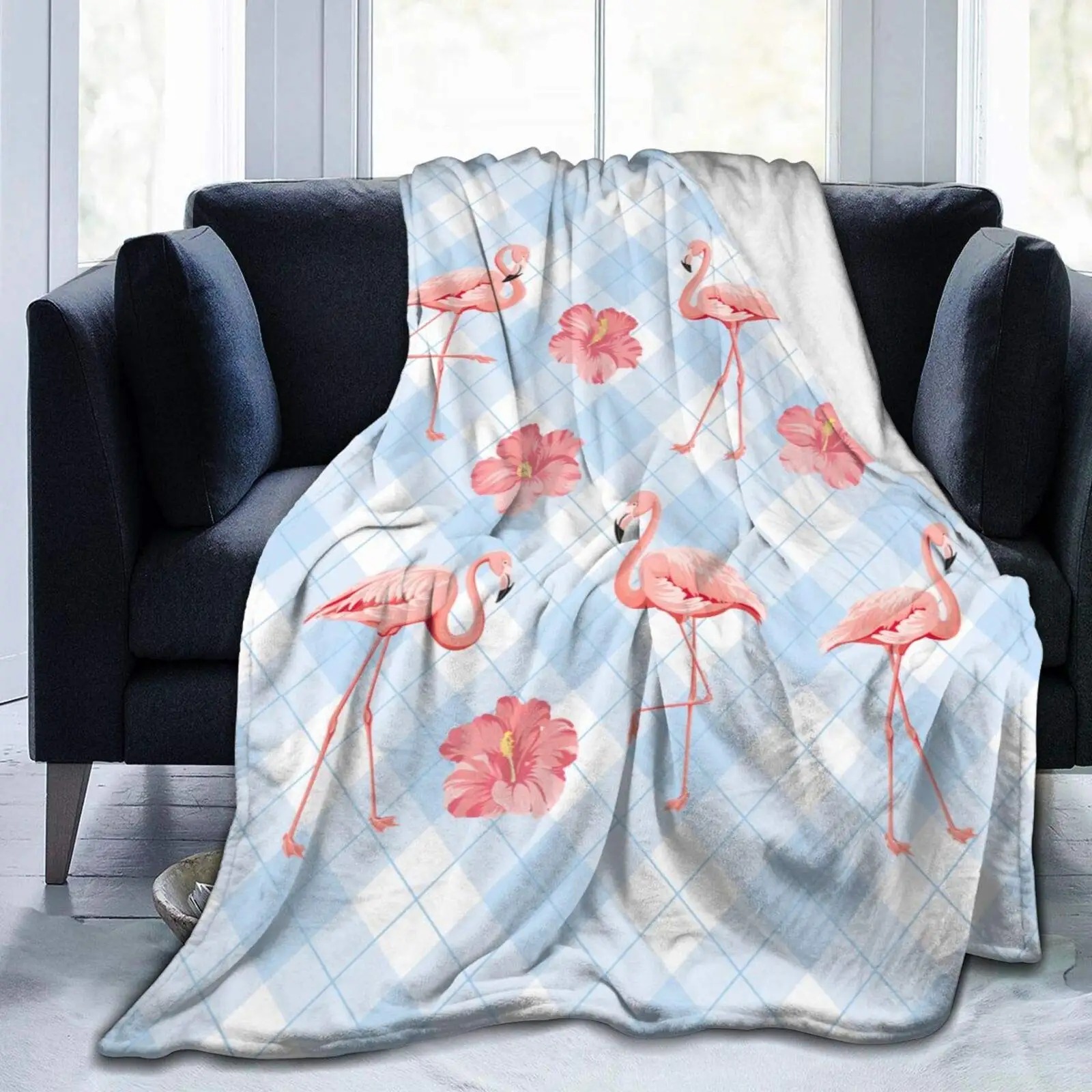 

Pink Flamingo Blanket Flannel Throw Blanket Ultra Soft Micro Fleece Blanket Bed Couch Living Room 150x220cm for Adults