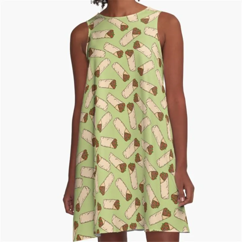 

Fashion Women summer dresses Cacti blue pattern Printed A-Line Boho Dress for women harajuku Sexy ladies mini short beach dress