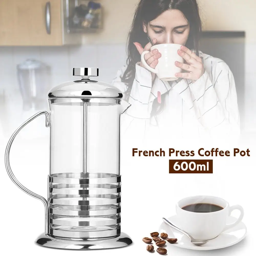 

600ml/800ml French Press Coffee Pot coffee machine Stainless Steel Glass French Press Coffee Cup Pot Plunger Coffee Kettles
