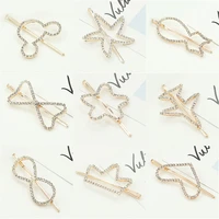 imitation pearl crystal letter hair clips for ms geometric hair barrette handmade hairpins a variety of styles hair accessories