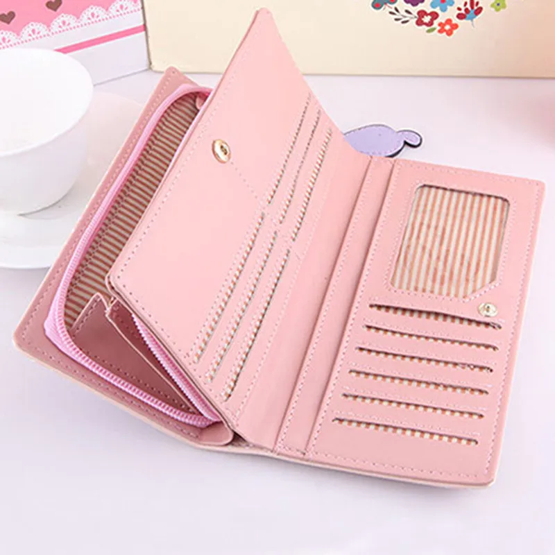 Женский короткий длинный кошелек с милым рисунком кота Pandent держатель для карт на