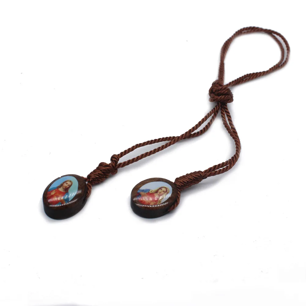 Браслет со шнурком эполета святого отца и матери католический деревянный крест