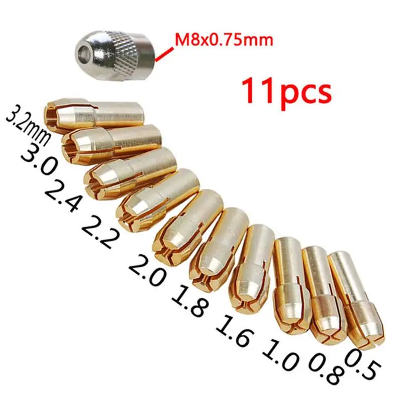 

11PCS/lot Mini Drill Brass Collet Chuck for Dremel Rotary Tool Shank Screw Nut Replacement for Dremel Rotary Tool