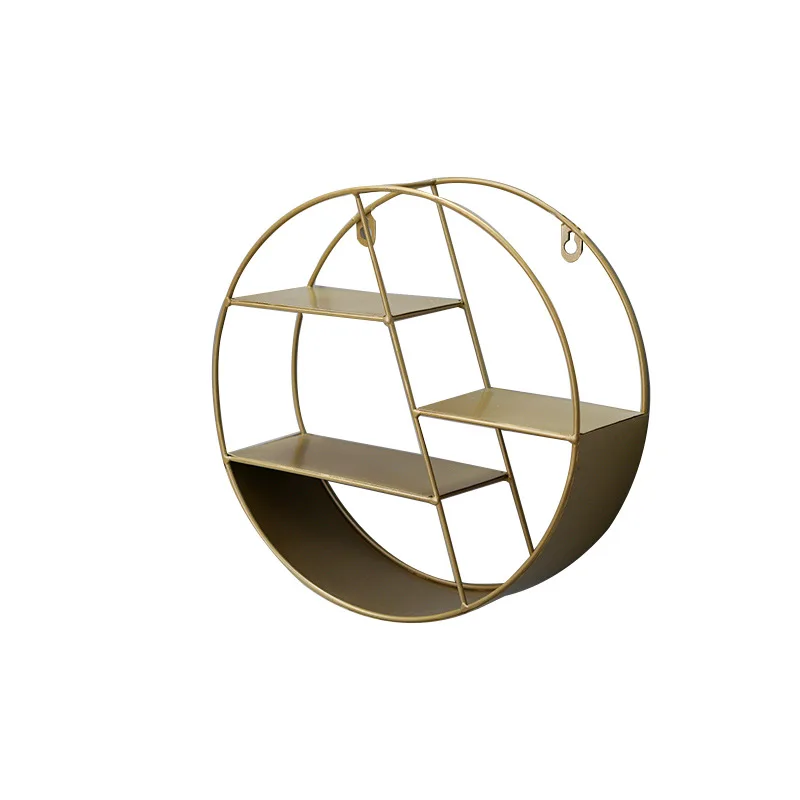 

Nordic Style Metal Decorative Hanging Shelf Round Storage Holder Rack Shelves Home Wall Decoration Potted Ornament Stand Rack