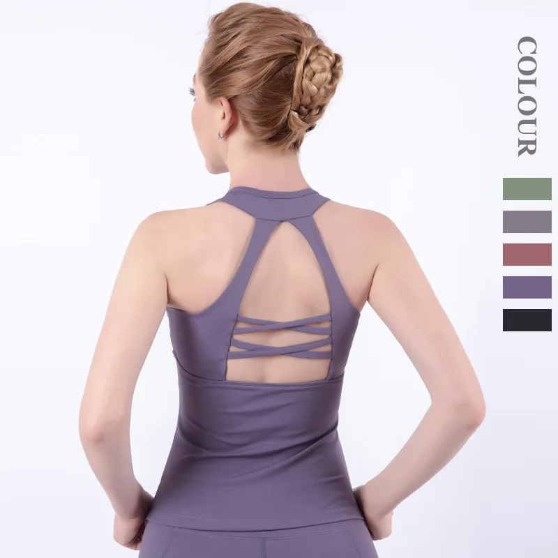 

Sleeveless Cross Back Yoga Vest,Women Sport Singlet,Athletic Fitness Sport Tank Tops,Gym Running Training Yoga Shirts