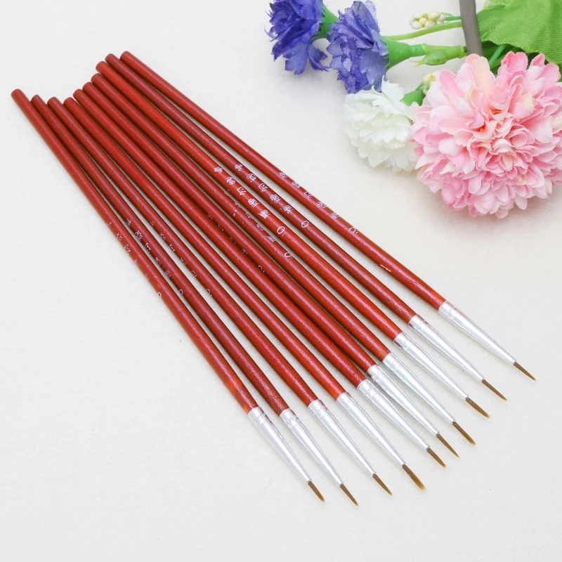 

10 Pcs/Set Fine Hand Painted Thin Hook Line Pen Art Supplies Drawing Art Pen Paint Brush Nylon Brush Acrylic Painting Pen