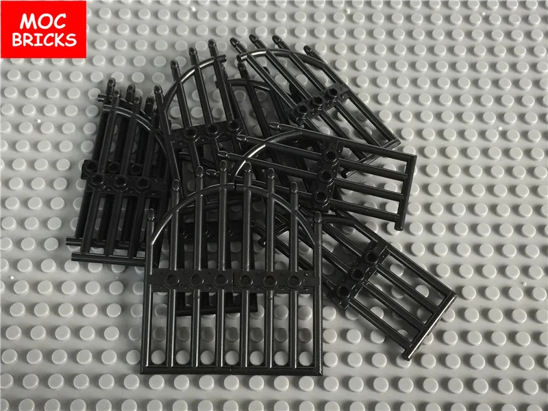 5 пар/лот кубики MOC черная дверная 4x7 арочные ворота с решеткой и три заклепки