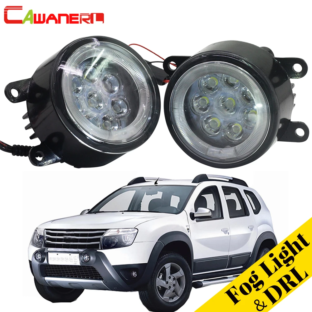 

Cawanerl Car Fog Light LED Angel Eye Daytime Running Light DRL 12V 2 Pieces For Dacia Duster Closed Off-Road Vehicle 2010-2015