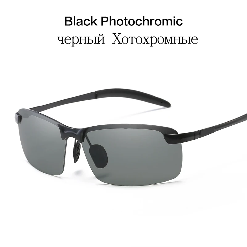 Black Photochromic Для вождения, фотохромные солнцезащитные очки, мужские, поляризационные, хамелеон, обесцвечивание, солнцезащитные очки для мужчин, модные, без оправы, квадратные солнцезащитные очки - Цвет линз: Black Photochromic