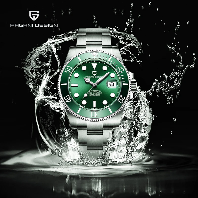 

PAGANI Design Brand Luxury Men Watches Automatic Green Watch Men Stainless Steel Waterproof Business Sport Mechanical Wristwatch