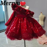 luxury sequins flower girl dress girls pegeant gown princess knee length dresses birthday party dress christmas dress