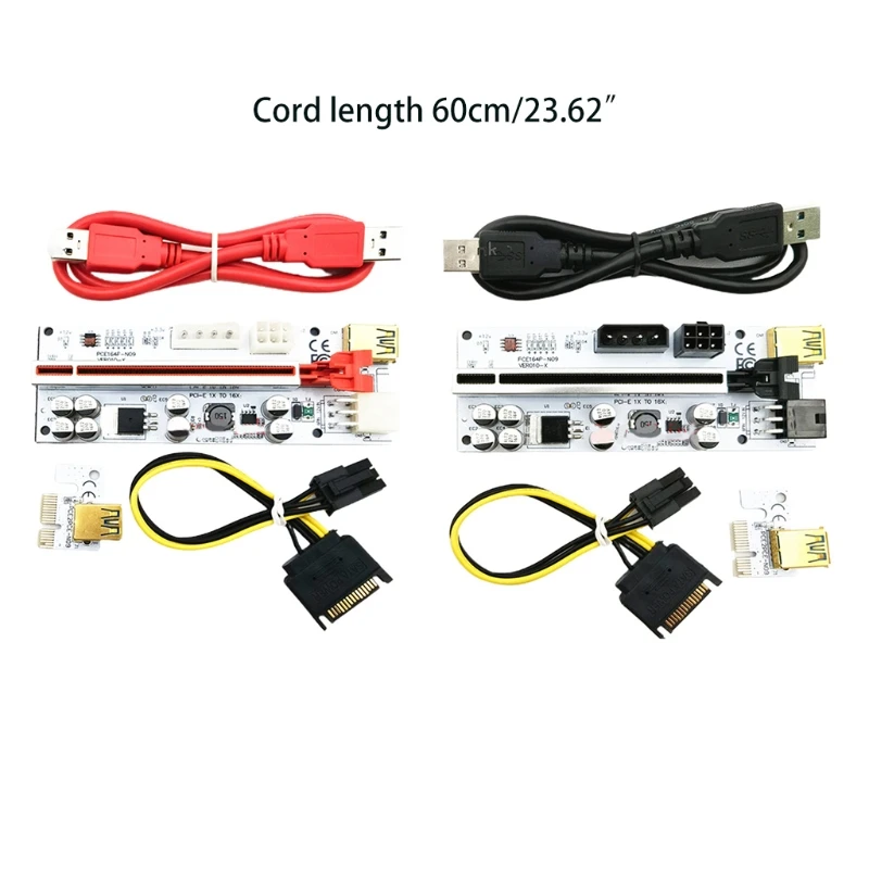 

010-X PCI-E адаптер для подъемника, Экспресс 1X 4x 8x 16x, Райзер-адаптер Pcie, карта SATA, 6 контактов, мощность 5