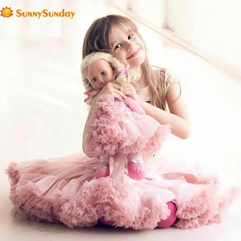 

2018 New Ins Pretty Cute Solid Mesh Tutu Skirt For Girls Saia Summer Kids Princess Dancing Ruffles Ball Gown Skirts Costumes