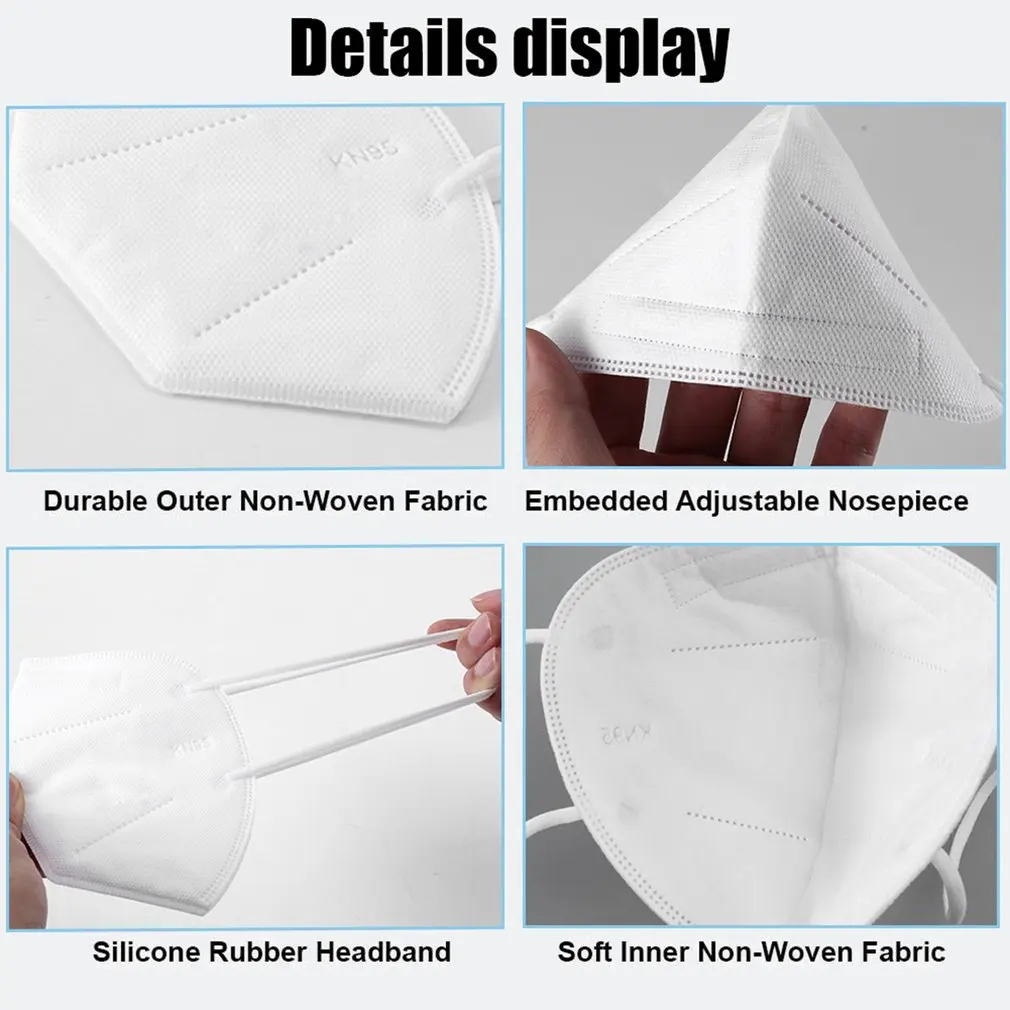 

New 50 Pcs KN95 Protective Anti-Dropping Non-Woven Mask Breathable Dustproof Mask Windproof Dustproof Mask Protective Mask