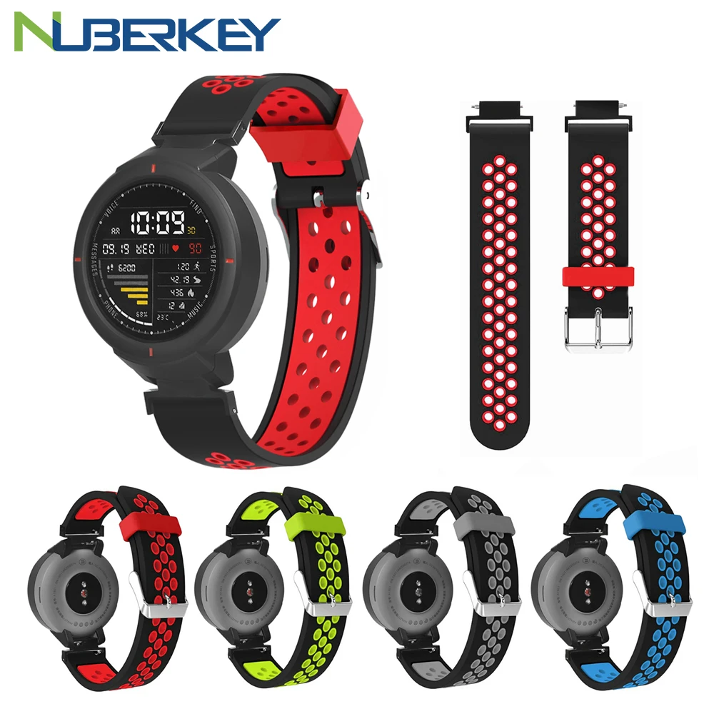 Силиконовый ремешок для смарт часов Amazfit Verge 3 сменный двухцветный браслет Huami