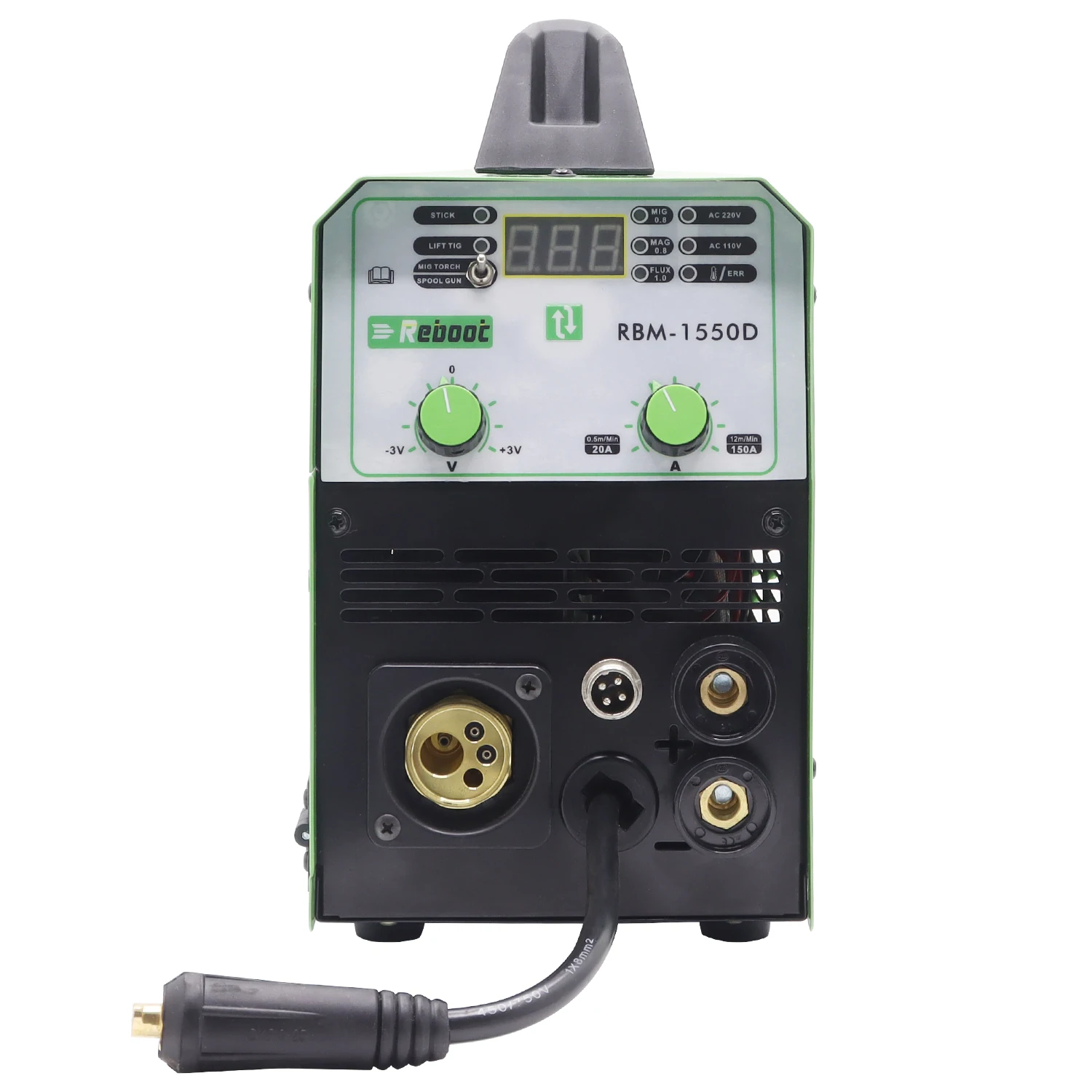 MIG сварщик 1550D флюсовой сердцевины 5 в 1 110/220V газовый клапан/Gasless 155 Amp наконечник